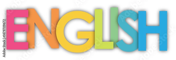 Fototapeta ENGLISH colourful typography banner on transparent background