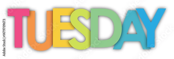 Obraz TUESDAY colourful typography banner on transparent background