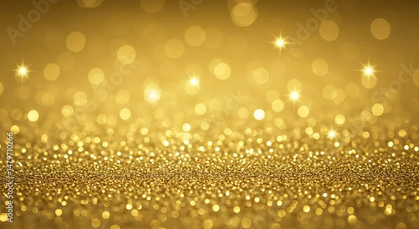 Fototapeta Glitter Gold Bokeh Background Golden Sparkles Festive Luxurious Design