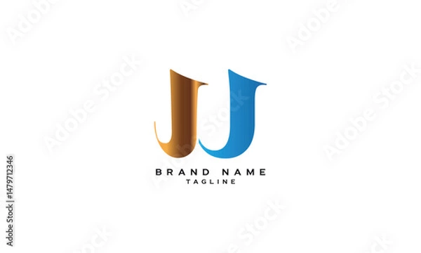 Fototapeta JUJ, JJU, UJJ, JJ, JU, UJ, Abstract initial monogram letter alphabet logo design