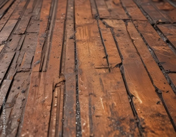 Fototapeta Weathered metal surface, rusted texture with deep grooves, pattern, rusty metal, texture background