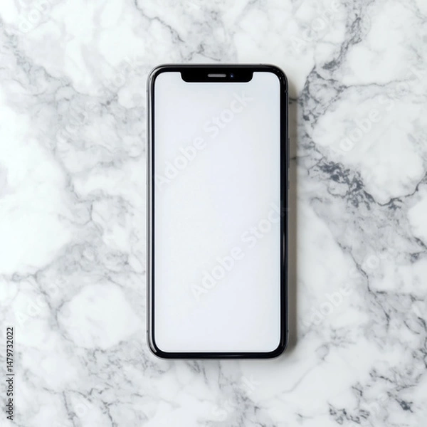 Obraz A smartphone with a white mock up blank white screen.