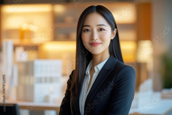 Obraz A professional female architect standing in a modern office