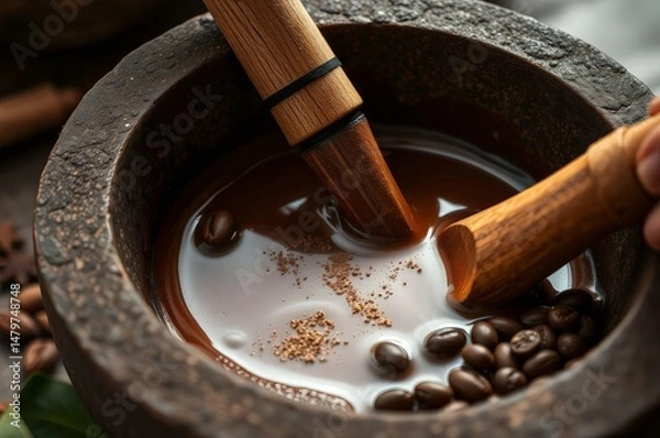 Fototapeta Traditional Mexican Chocolate Preparation