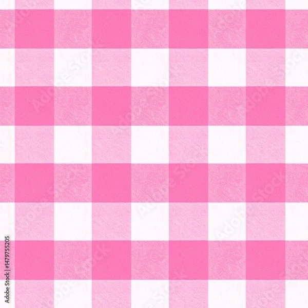 Fototapeta Pink and white checkered tablecloth pattern. Tablecloth seamless pattern.