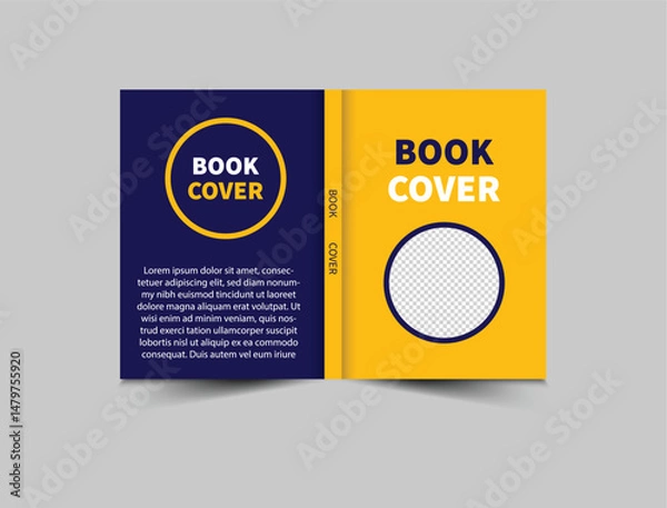 Obraz Book Cover Annual Report Template Blue And Yellow Design Magazine Vector Illustration