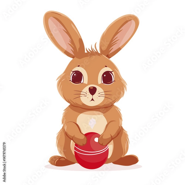 Obraz Vector cute rabbit holding easter eggs
