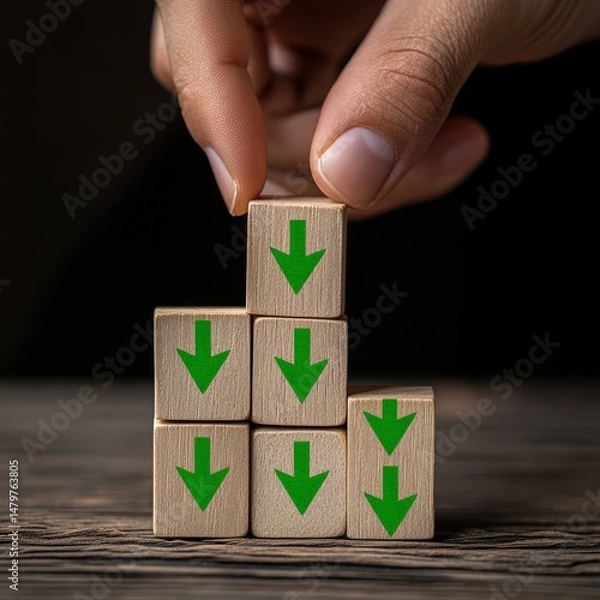 Fototapeta Wooden Block with Integrated Green Checkmark | High Resolution 300 dpi Image | Representing Achievement, Progress, and Success