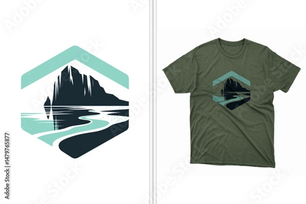 Obraz cliff and beach vector t-shirt design print