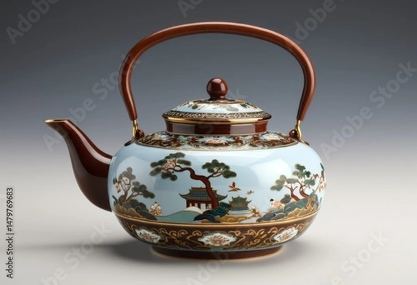 Fototapeta The table has a teapot with a handle