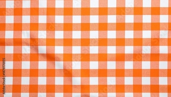 Obraz Orange and white checkered tablecloth pattern	
