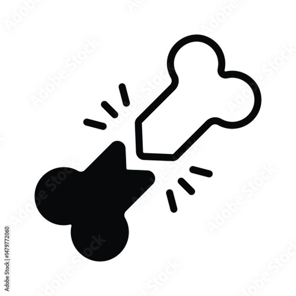 Fototapeta Handy icon of cracked bone designed in glyph style