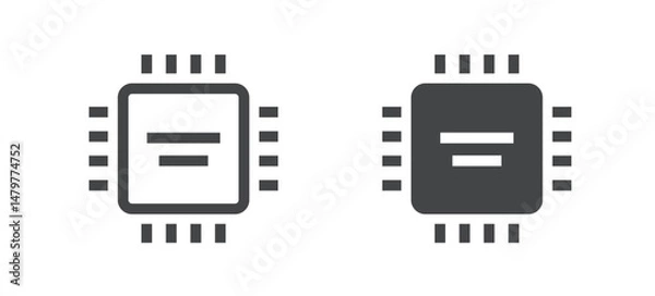 Fototapeta Processor cpu icon simple line stroke vector graphic set, micro chip solid linear thin sign symbol silhouette shape, microscheme microchip memory ram semiconductor pictogram image clip art