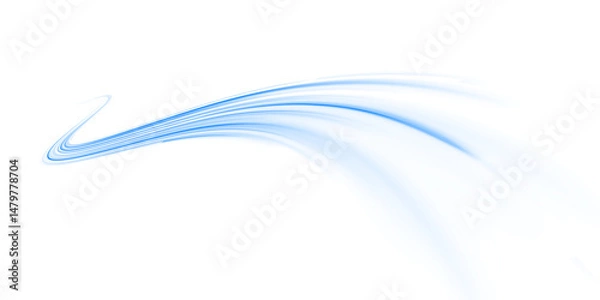 Fototapeta PNG blue blur motion trail with light speed blue line and flash effect across night highway scene in fast car road perspective with laser glow and dynamic abstract background line blue PNG line.