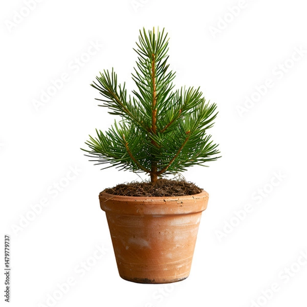 Obraz Small potted pine tree winter scene