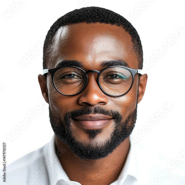Fototapeta stylish man with glasses smiling isolated on transparent background.