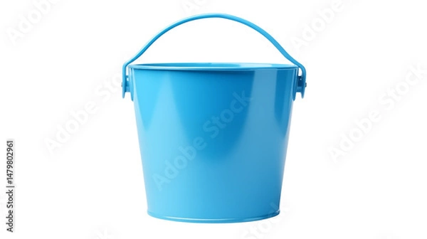 Fototapeta A single light blue bucket with handle on transparent background