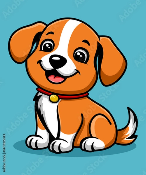 Obraz Happy smiling Puppy Cartoon vector