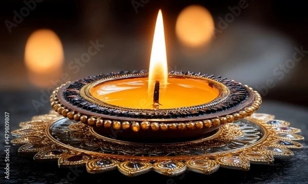 Obraz Radiant diya casting a warm glow