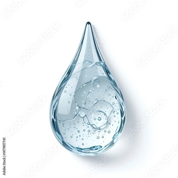 Fototapeta Natural water drop isolated on white background. Clipping path.