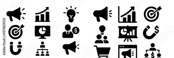 Obraz Collection of web icons representing business and digital marketing concepts for professional use