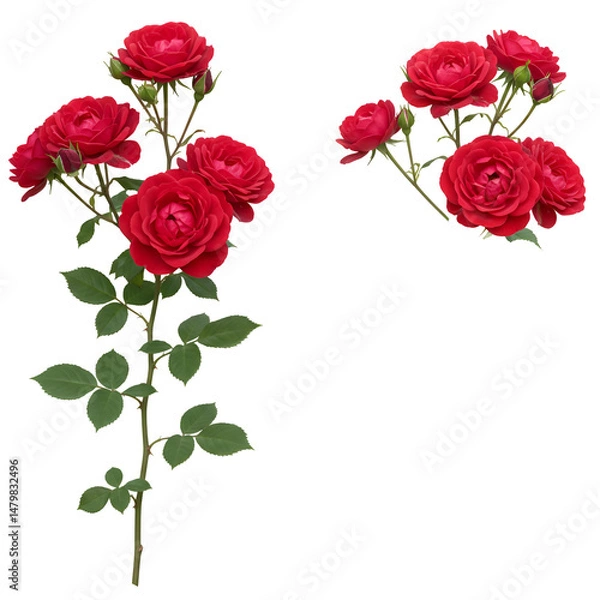 Fototapeta 深紅のバラ、鮮やかに輝く光彩、優雅な構図