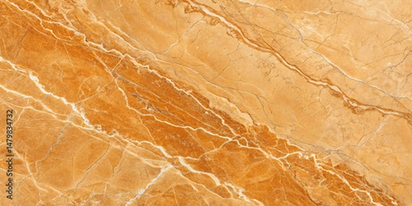 Fototapeta Warm golden-orange marble with soft, delicate white veins running diagonally across. Smooth texture, subtle highlights, and a sunlit earthy tone define this elegant natural stone