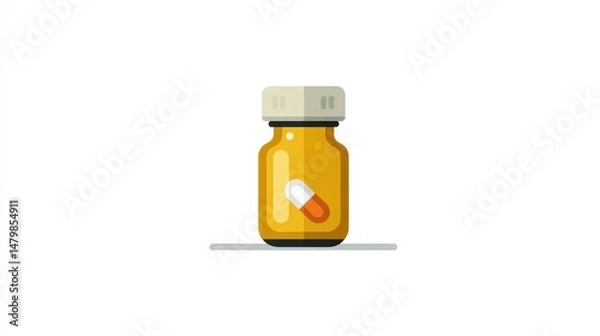 Obraz Vitamin Bottle Icon Flat Vector Illustration