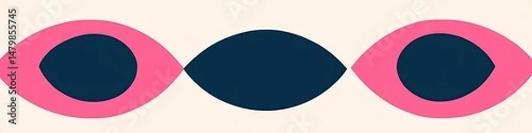 Fototapeta Pink and navy ovals in a repeating pattern