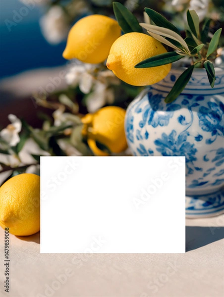 Obraz Mockup Horizontal Card 4x6'' in Neutral Coastal Style