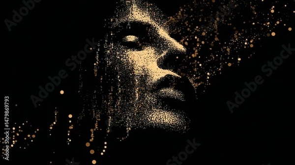 Obraz Mysterious Mans Face in Dark Background Close-Up