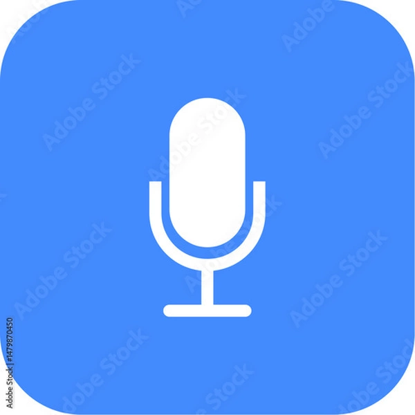 Obraz Voice Recording Icon on Blue Background