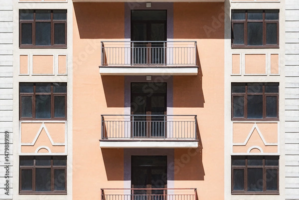 Obraz Balconies and windows of the building.