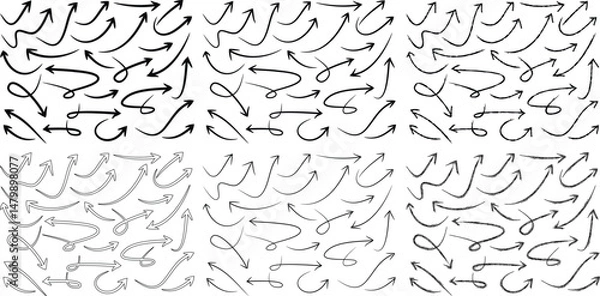 Obraz Hand-Drawn Curved Arrow Collection – Creative Sketch Vector Set for Notes, Infographics, Diagrams, and Visual Highlights