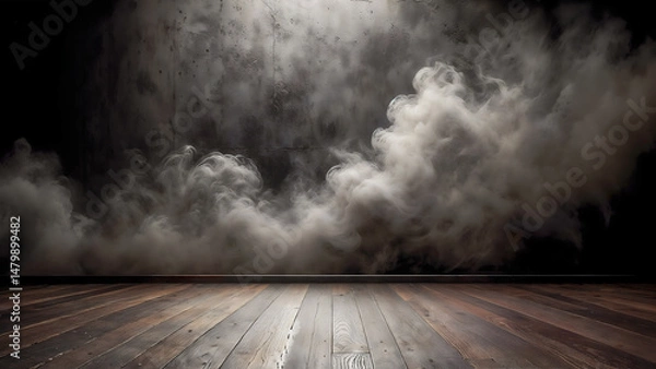 Fototapeta Amazing smoke on a black background, creating a dark and deep atmosphere with fog effect.