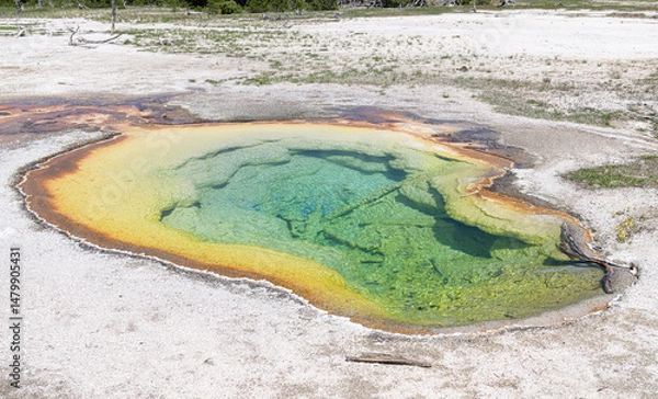 Obraz Geothermal pool in Biscuit Basin, Yellowstone Park. Wyoming, USA