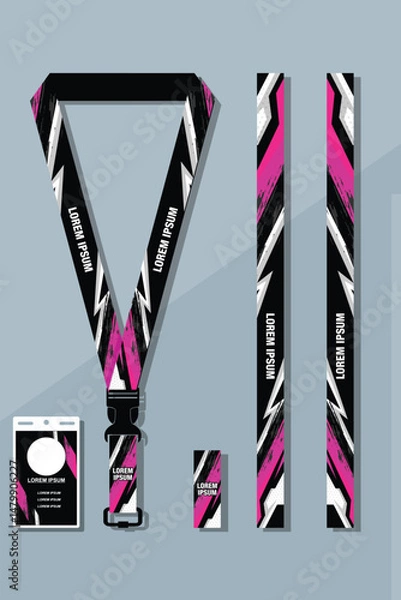 Obraz black and pink Lanyard Template Set for All Company vector EPS 10