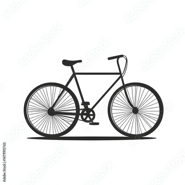 Fototapeta Simple black and white illustration of a classic bicycle.