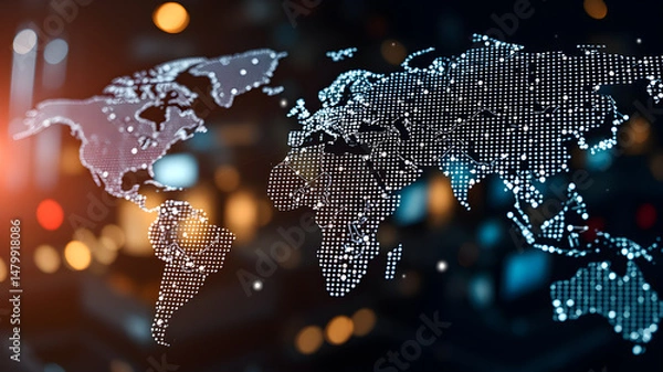Fototapeta World map concept background. Modern Global map creative concept. AI generated image, ai