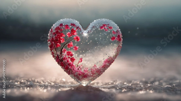 Fototapeta Heart shape for Love concept, Valentine's Day concepts. love symbol, concept for Valentine's Day, wedding etc. Heart elements for love concept design. AI generated image
