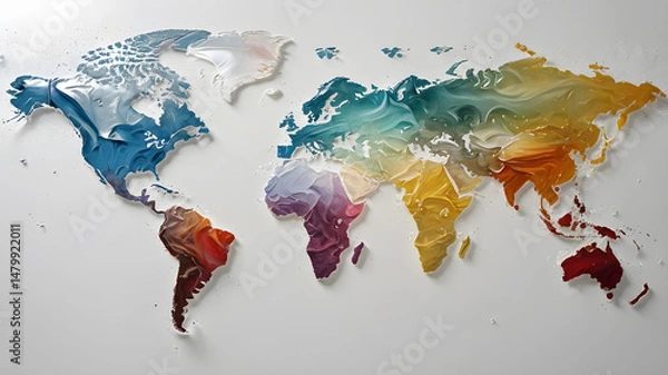 Fototapeta Continent world map. Outline World Map Background. Global network connection.