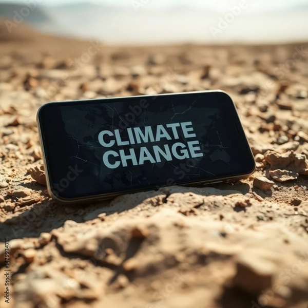 Obraz Confronting climate anxiety through a stark reminder in a desolate landscape