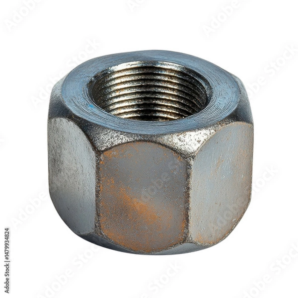 Obraz Isolated metal hex nut on transparent background