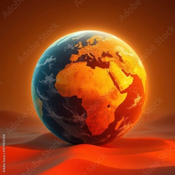 Obraz Global warming intensifies with vibrant hues symbolizing climate anxiety over our planet's fragile future