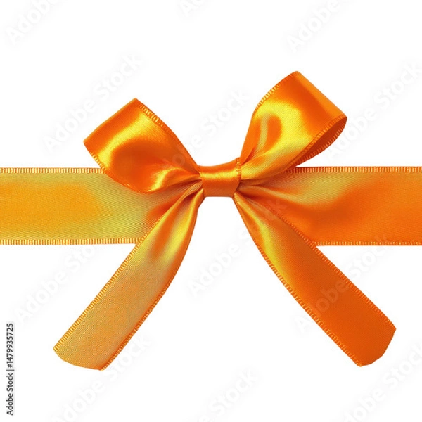 Obraz Orange satin ribbon bow on transparent background