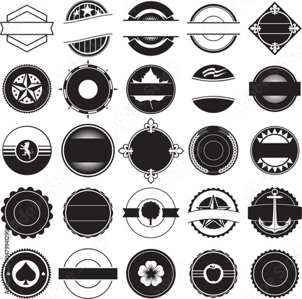 Fototapeta Collection of vintage label templates. Ideal for monograms, badges and label designs.