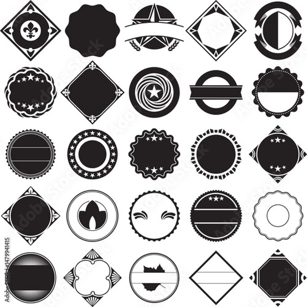 Fototapeta Collection of vintage label templates. Ideal for monograms, badges and label designs.