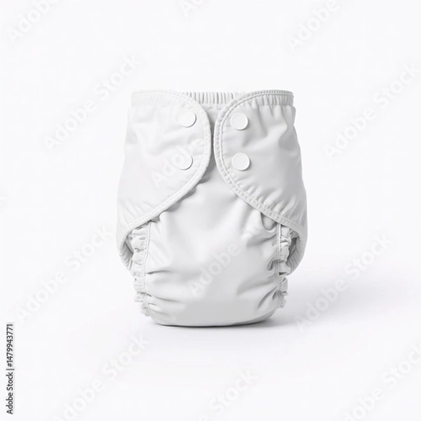 Fototapeta Soft white cloth diaper designed for infants with adjustable snaps for a comfortable fit and easy use during changing times