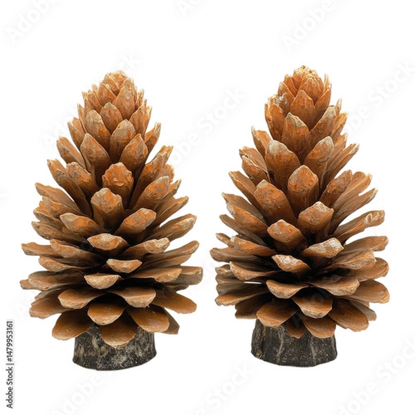 Obraz Two pinecones on black on transparent background