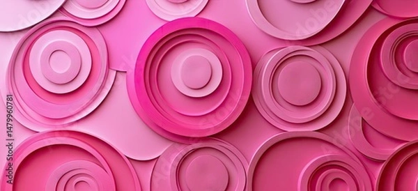 Obraz Abstract layered circles in shades of pink